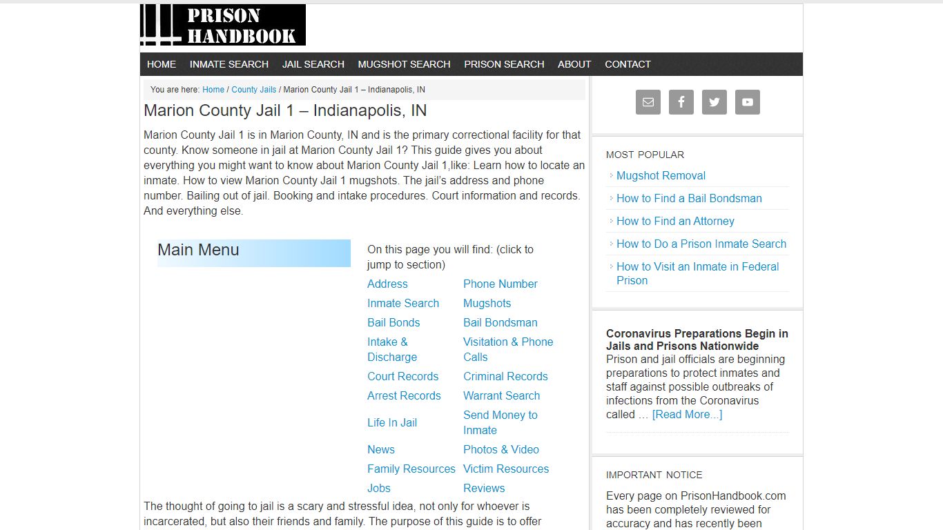 Marion County Jail 1 – Indianapolis, IN - Prison Handbook